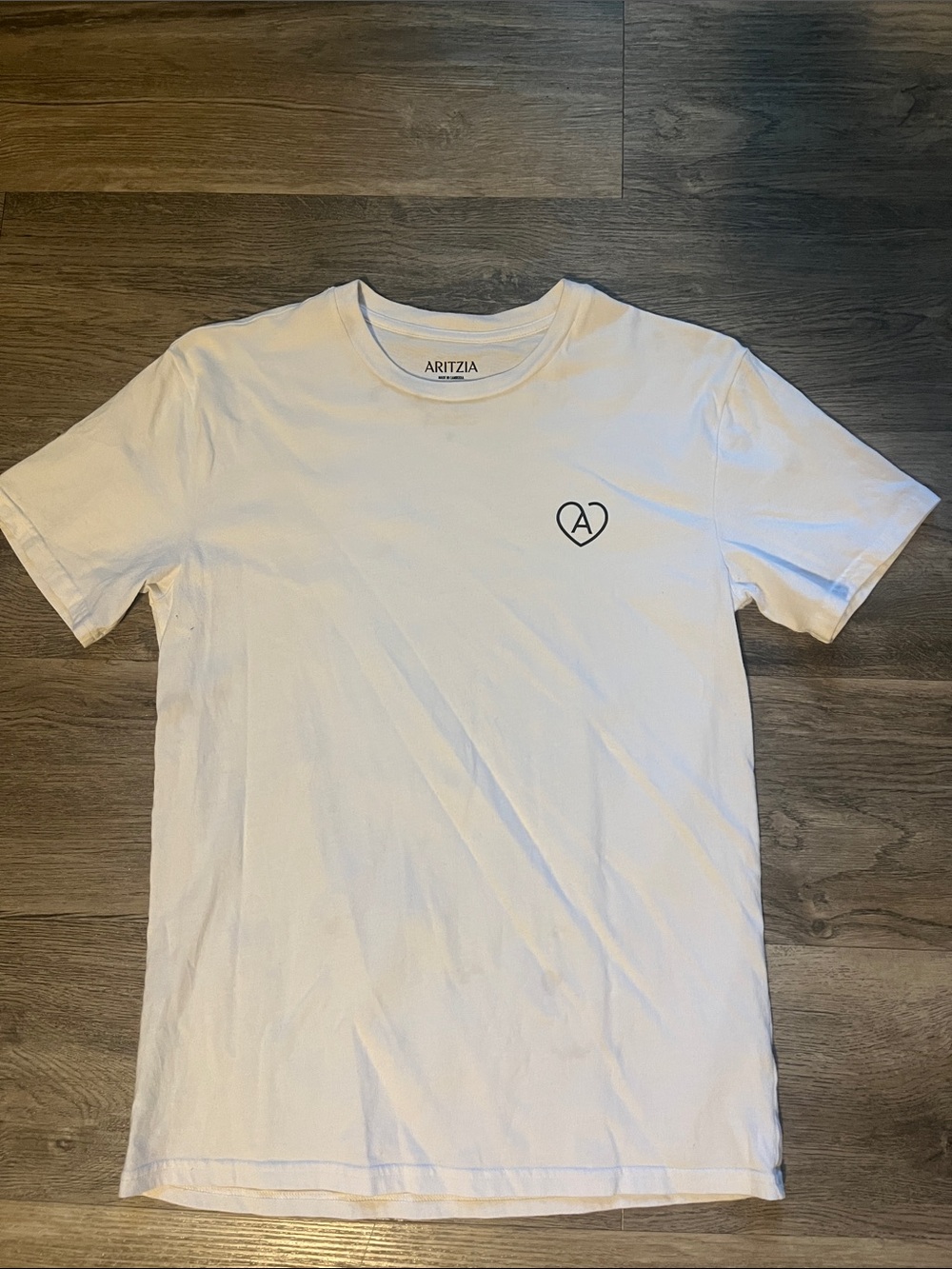 Aritzia White Short-Sleeve Crew with Heart Logo